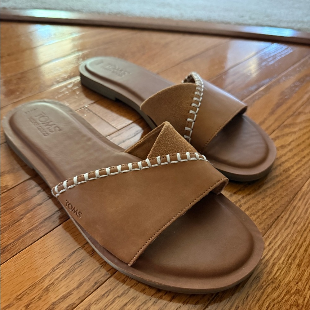 Toms Tan Sandals with Studded Strap